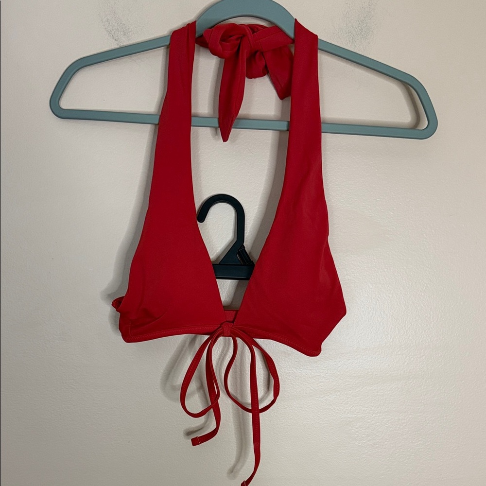 aerie Red Halter Tie-Front Swim Top
